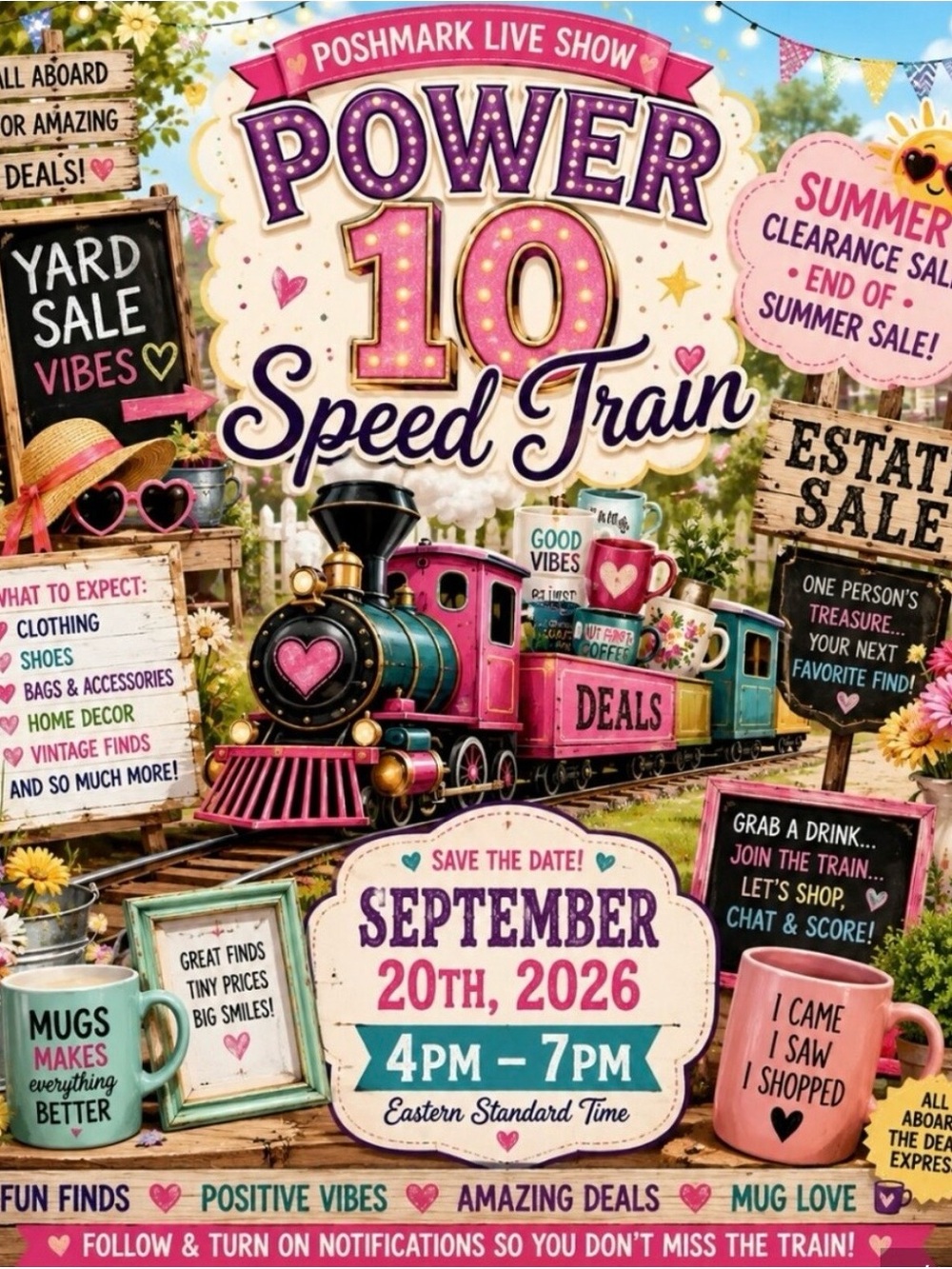 POWER OF 10 SPEED TRAIN
Sunday, September 20, 2026 4-7PM EST
My slot 5:50-6p CST